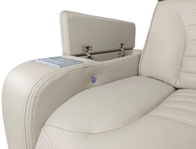 Zen 3-Piece Leather-Look Fabric Power Reclining Sectional with Massage, Drop-Down Console and Refrigerator - Apricot