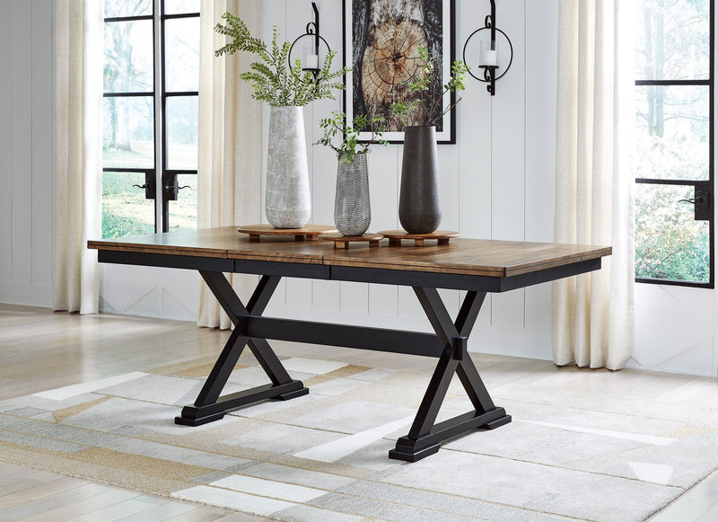 Raven Dining Table, 60-78\"W Self-Storing Butterfly Leaf Extension - Two-Tone Black & Brown
