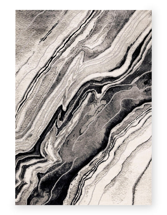 Plasma Black Grey Area Rug - 5'3\" x 7'7\"