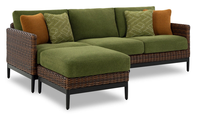 Tofino Outdoor Patio Sofa - Resin Wicker, UV & Weather Resistant - Green/Brown/Black