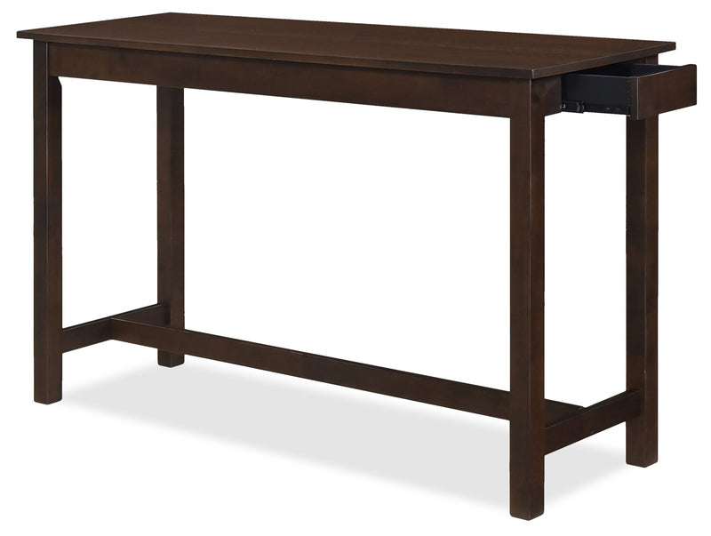 Noah 60” Modern Sofa Table with 3 Counter-Height Stools and USB Ports - Espresso