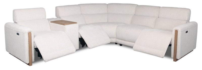 Sable Modular 6-Piece Chenille Fabric Power Reclining Sectional with Power Headrests and USB Port - Alabaster White