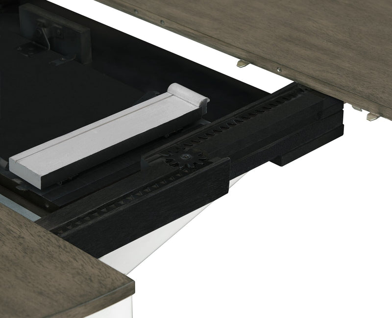 Brook Dining Table with 42-54\"W Extension, Round - White/Brown