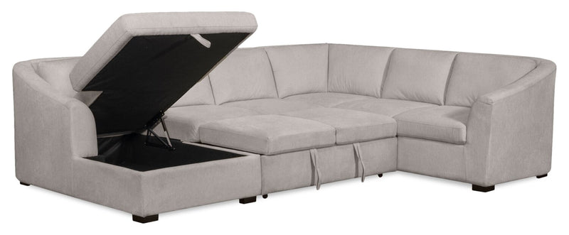 Envy 3-Piece Left-Facing Chenille Fabric Sleeper Sectional with Storage Chaise - Fog Grey