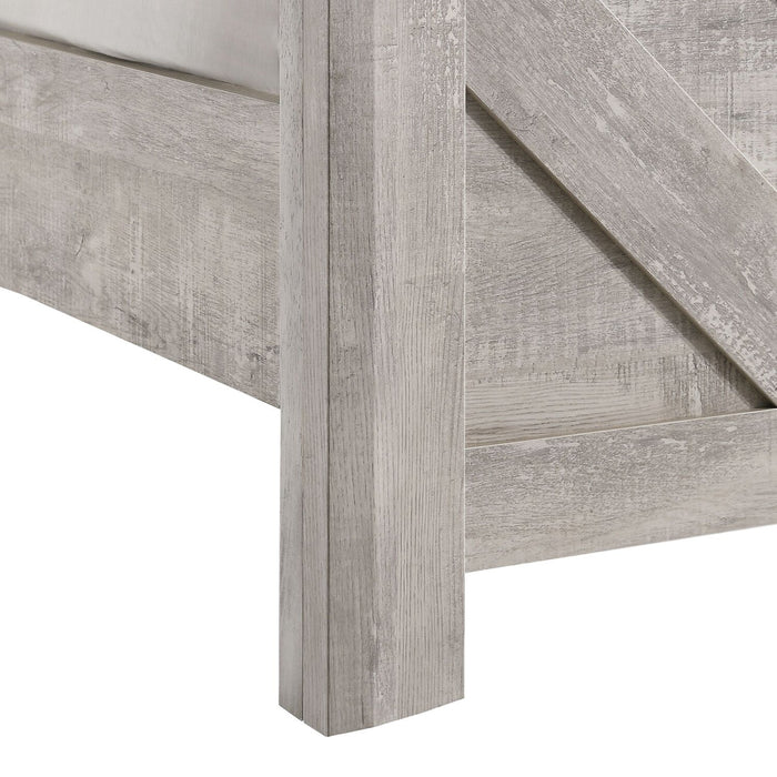 Lark 6pc Bedroom Set with Panel Bed, Dresser, Mirror & Nightstand, Rustic White - Full Size