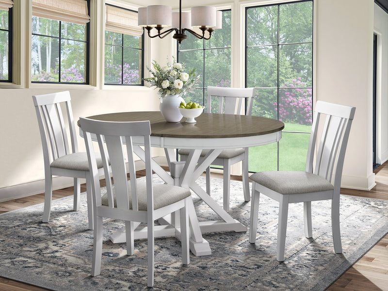 Brook Dining Chair with Polyester Fabric - White/Grey