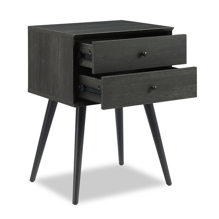 Mori Bedside 2-Drawer Nightstand, 18\"W x 25.75\"H - Black