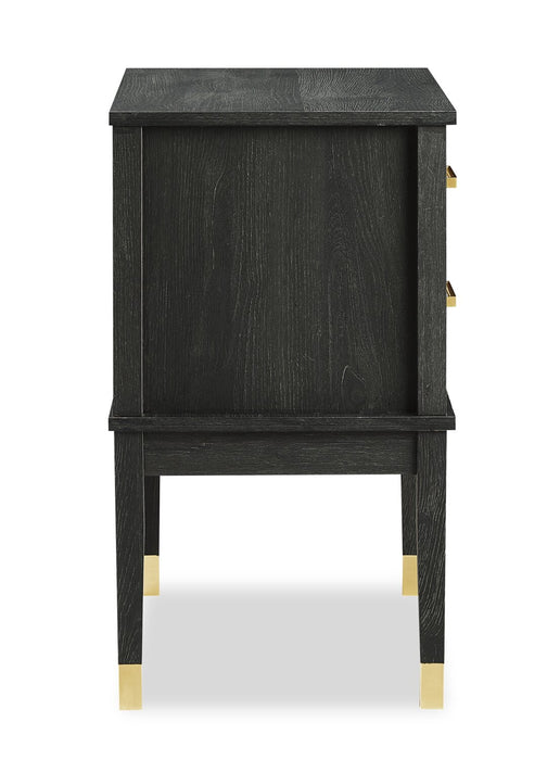 Alia Bedside 2-Drawer Nightstand with Gold Accent, 18\"W x 25.75\"H - Black