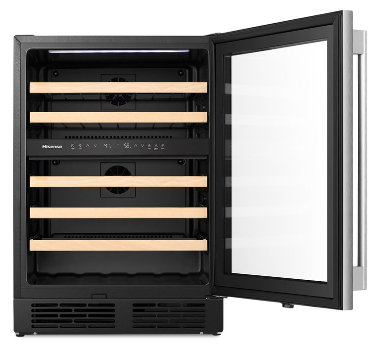 Hisense 4.9 Cu. Ft. 46-Bottle Dual-Zone Wine Cooler with Wi-Fi - Stainless Steel - HWD046N6SS