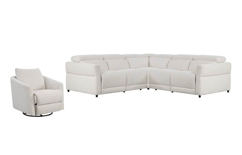 Cindy Crawford Home Aspen 3-Piece Power Reclining Sectional with Adjustable Headrests and USB Port - Alabaster