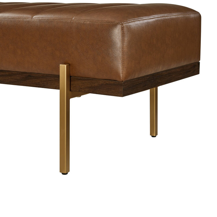 Linden 55\" Faux Leather Bench - Brown