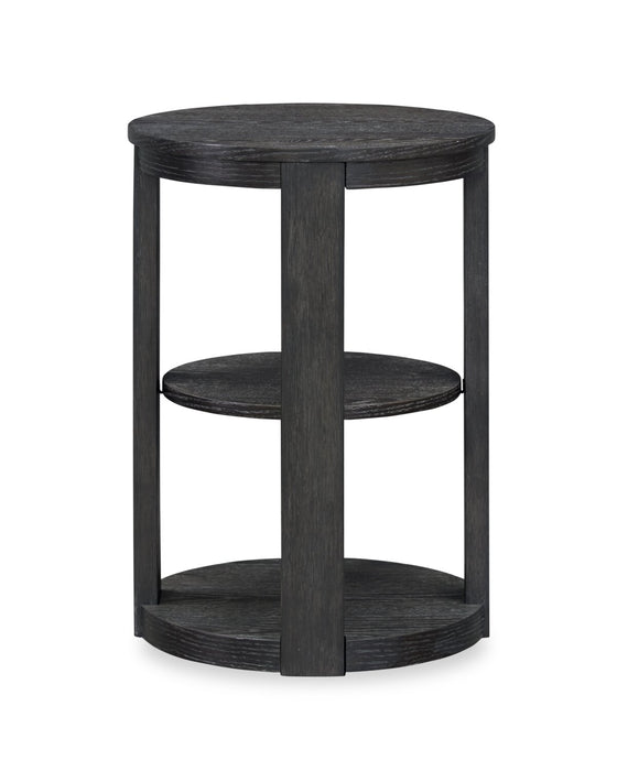Declan 18\" Modern Round End Table with Shelf - Black