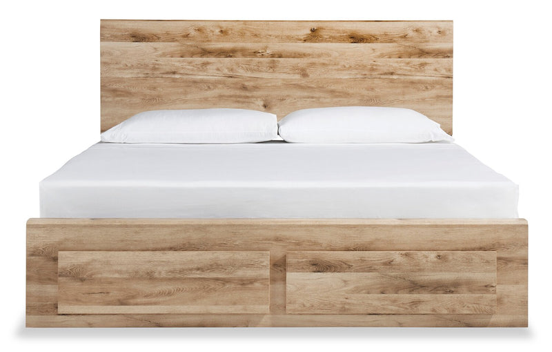 Derekson Storage Bed with 2 Built-In Footboard Drawers, Natural - Queen Size