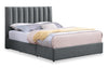 Amos Upholstered Storage Bed in Charcoal Fabric with Channelled Headboard & 3 Built-in Drawers - Queen Size
