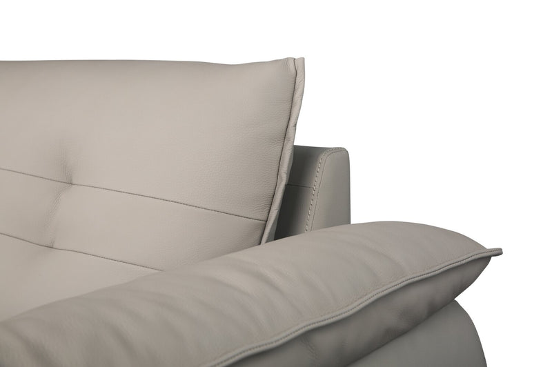 Raya Modular 5-Piece Left-Facing Genuine Leather Sectional with Storage Console and Wood Legs - Stone Beige