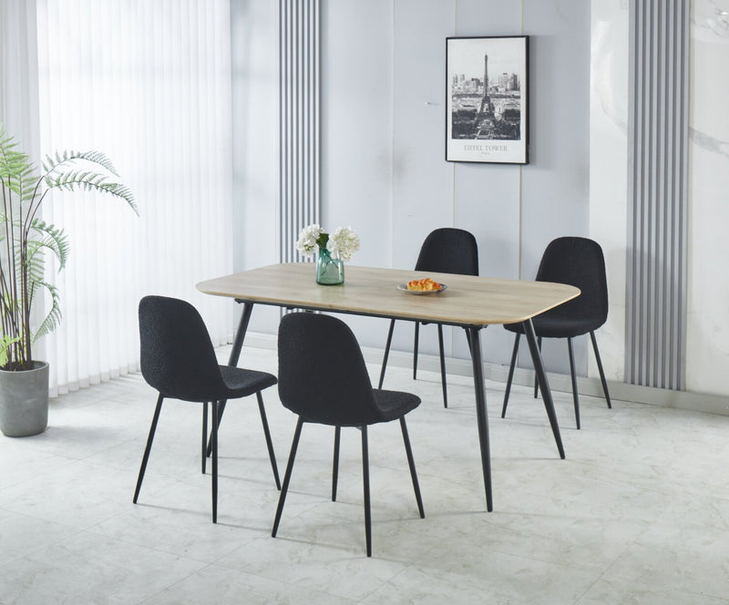 Joss Dining Chair with Polyester Fabric, Metal - Black