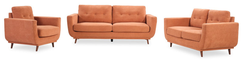 Cosmo 80\" Fabric Sofa with Tufted Back Cushions - Orange
