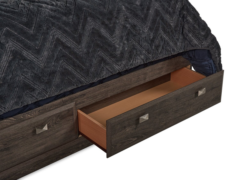 Yorkdale 6-Drawer Platform Bed with Headboard & Storage Frame, Made in Canada, Grey - Queen Size