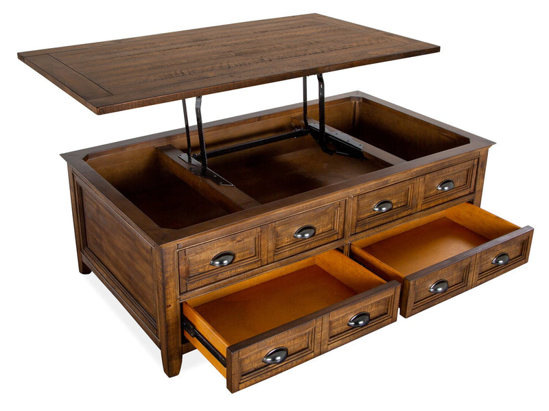 Hanson 50” Traditional Pine Lift Top Coffee Table with Storage and Casters - Toasted Nutmeg