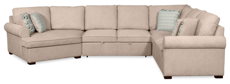 Scott Living Haven 3-Piece Left-Facing Chenille Fabric Cuddler Sleeper Sectional - Taupe