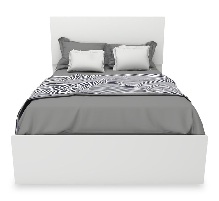 Riley Panel Bed with Headboard & Frame for Kids, Made in Canada, White - Full Size