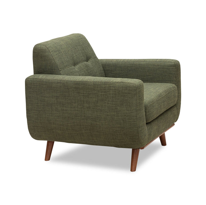 Kort & Co. Freeman 37\" Linen-Look Fabric Chair with Wood Legs and Tufted Back Cushion - Avocado Green
