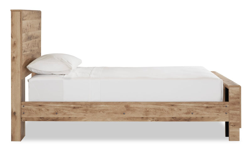 Derekson Panel Bed with Headboard & Frame for Kids, Natural - Twin Size