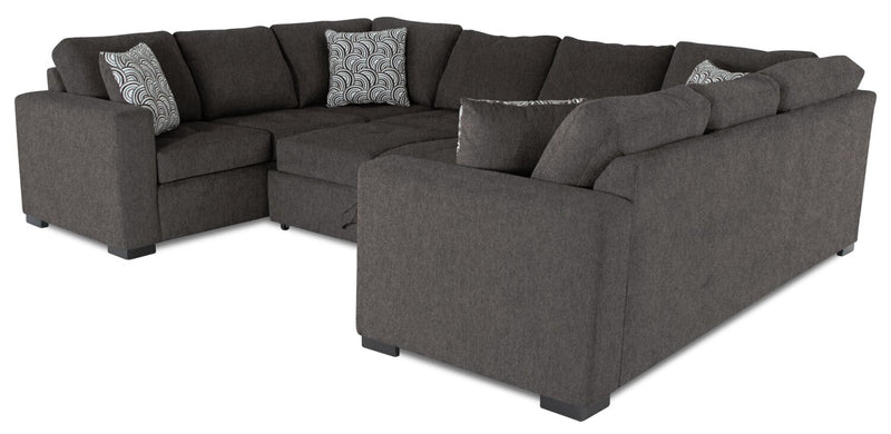 Made in Canada Legend 3-Piece Chenille Fabric Sleeper Sectional - Pewter Brown