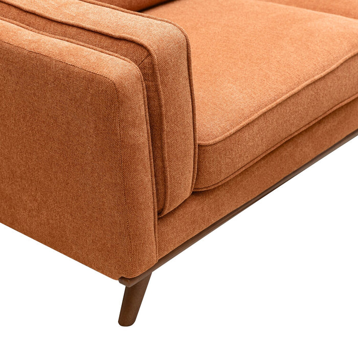 Kort & Co. Kassia 80\" Linen-Look Fabric Condo Size Sofa with Wood Base and Legs - Orange