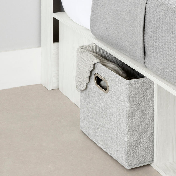 Everley Platform Bed Set with Panel Headboard, Built-in Storage & Baskets, White - Twin Size