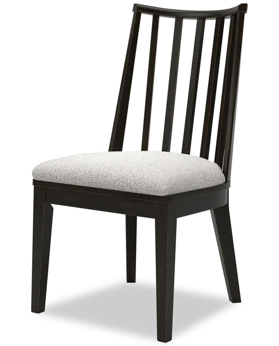 Shaw Dining Chair with Polyester Fabric, Slat-Back - Black