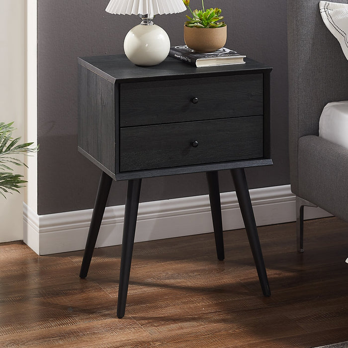 Mori Bedside 2-Drawer Nightstand, 18\"W x 25.75\"H - Black