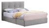 Amos Upholstered Storage Bed in Grey Fabric with Tufted Headboard & 3 Built-in Drawers - King Size