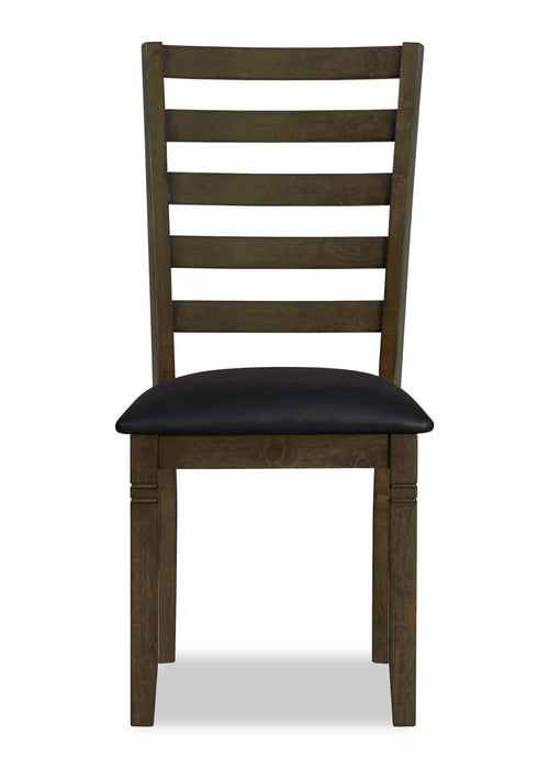 Devon Dining Chair with Vegan Leather Fabric, Wood - Dark Brown