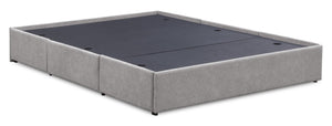 Amos Upholstered Storage Bed Base in Grey Fabric with 3 Built-in Drawers  - Queen Size