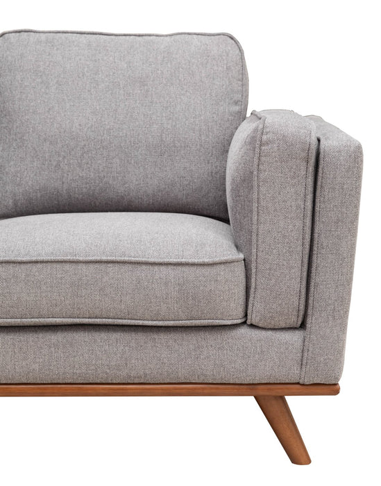 Kort & Co. Kassia 2-Piece Linen-Look Fabric Sectional with Wood Base and Legs - Grey