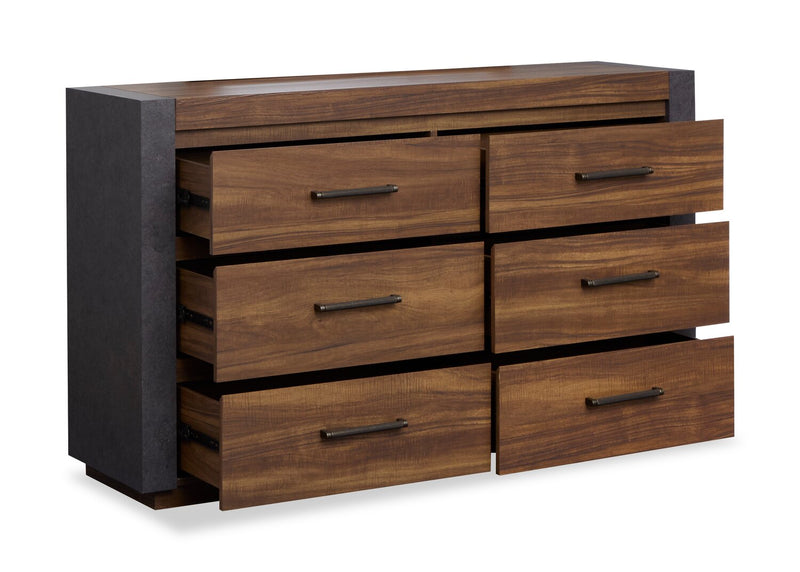Scott Living Dante Bedroom 6-Drawer Dresser, 60\"W x 36\"H - Brown