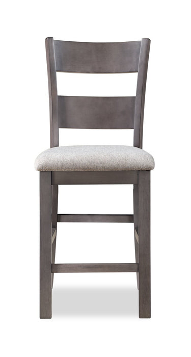 Krew Counter-Height Dining Chair with Polyester Fabric, Ladder Back, Melamine - Grey