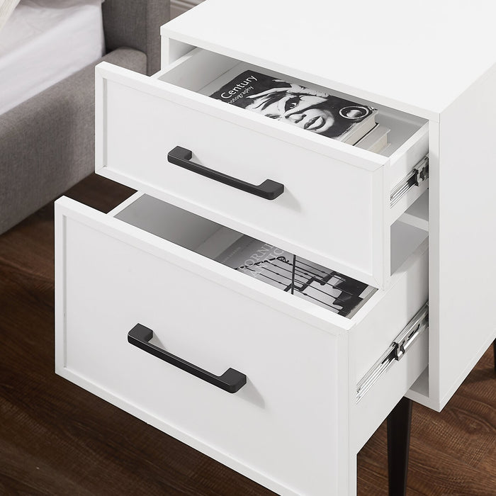 Brax Bedside 2-Drawer Nightstand, 18\"W x 25.75\"H - White