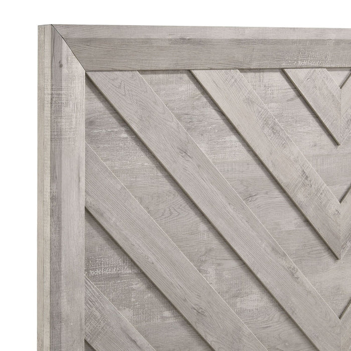 Lark Panel Bed with Headboard & Frame, Chevron Pattern, Rustic White - King Size