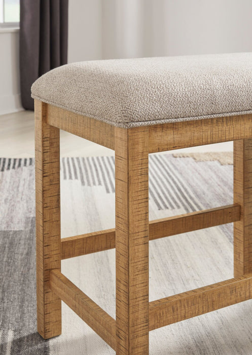 Archer Counter-Height Dining Bench with Fabric Seat, 72\"W - Light Brown