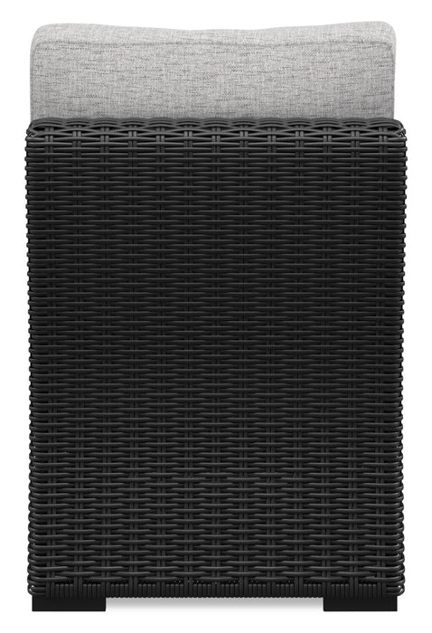 Jasper Outdoor Patio Armless Chair - Resin Wicker, Nuvella Fabric, UV & Weather Resistant - Grey/Black