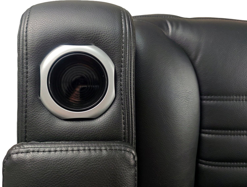 Zen 40\" Leather-Look Fabric Power Reclining Massage Chair with Power Headrest and Heated Seat - Black