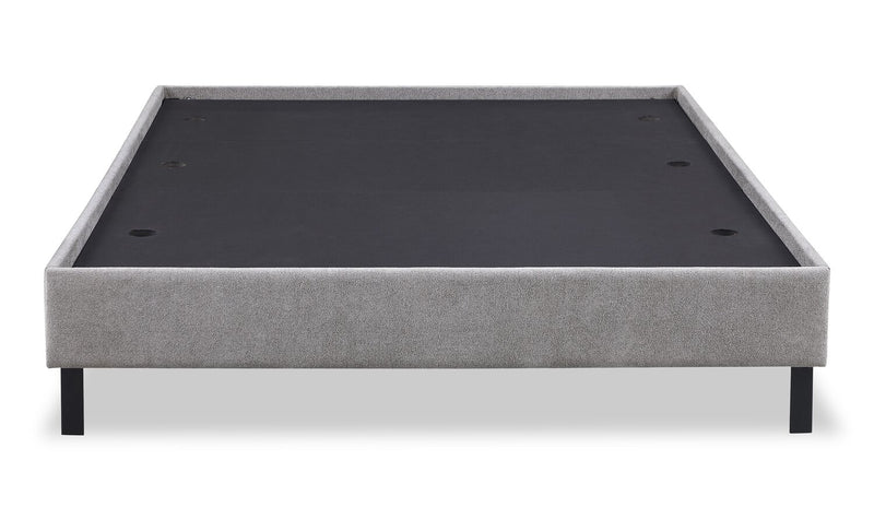 Amos Upholstered Platform Bed in Grey Fabric with Channelled Headboard - Queen Size