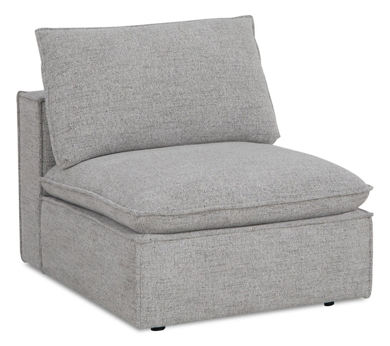 Fusion Modular 8-Piece Silver Grey Chenille Fabric Sectional with Removable Feather Down Back Cushions