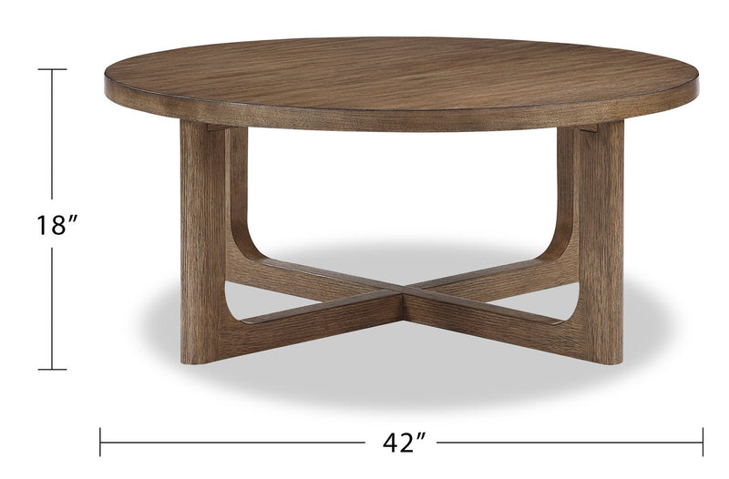Maxwell 42\" Round Coffee Table - Light Brown Hickory