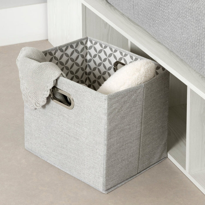 Everley Platform Bed Set with Panel Headboard, Built-in Storage & Baskets, White - Twin Size