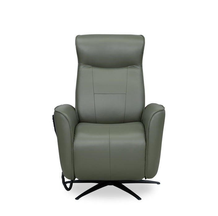 Serene 31\" Genuine Leather Power Reclining Massage Chair with Power Headrest and Heated Seat - Green
