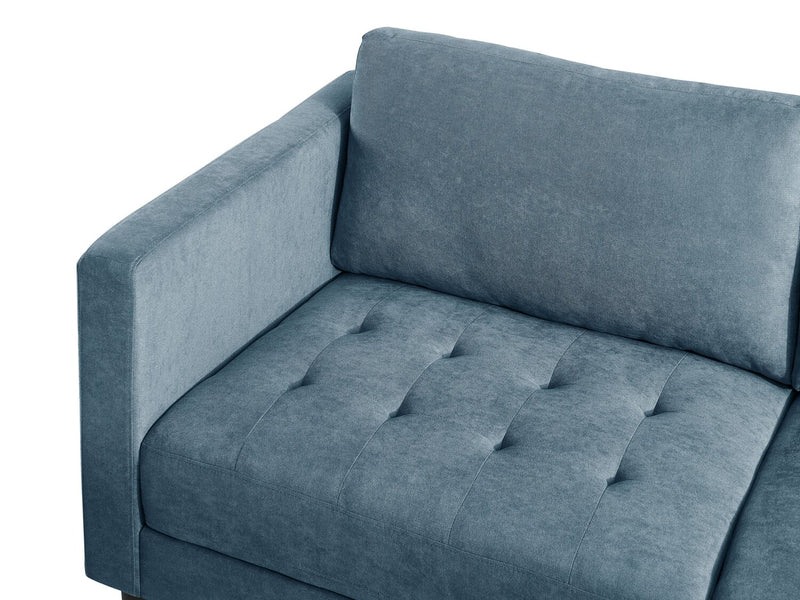 Metro 2-Piece Right-Facing Fabric Sectional with Chaise and Tufted Seat Cushions - Denim Blue