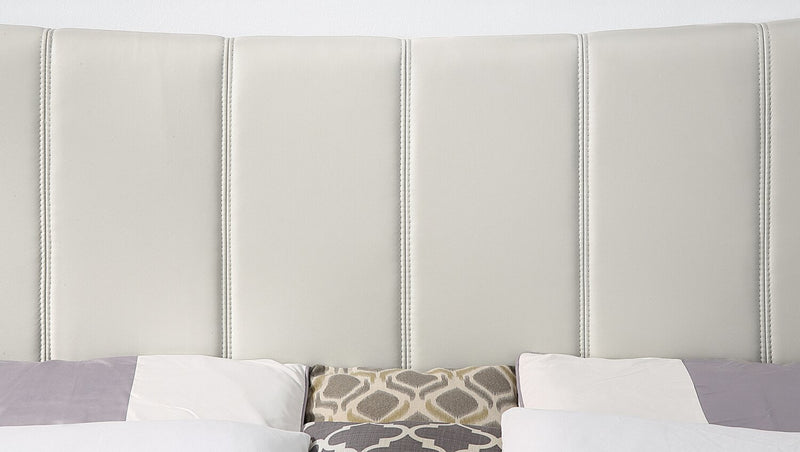 Paseo Platform Bed in Taupe Vegan-Leather Fabric - Full Size